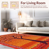 Ultra Soft Area Rug, Non Slip, Stain Resistant, Washable Area Rugs for Living Room, Bedroom, Whimsical Colorful Garden Scene(Orange)