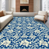 Ultra Soft Area Rug, Non Slip, Stain Resistant, Washable Area Rugs for Living Room, Bedroom, Elegant Damask Front Porch Stain-Resistant Rug(Blue)