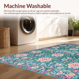 Ultra Soft Area Rug, Non Slip, Stain Resistant, Washable Area Rugs for Living Room, Bedroom, Contemporary Light Pink Ogee Pattern(Blue)