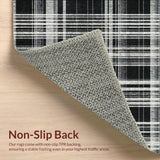 Ultra Soft Area Rug, Non Slip, Stain Resistant, Washable Area Rugs for Living Room, Bedroom, Urban Entry Stripe Rug with Chic Layered Lines and Graphic Contrast Pattern(Black)