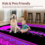 Ultra Soft Area Rug, Non Slip, Stain Resistant, Washable Area Rugs for Living Room, Bedroom, Playful Skeleton Love Theme(Pink)
