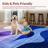 Ultra Soft Area Rug, Non Slip, Stain Resistant, Washable Area Rugs for Living Room, Bedroom, Trendy Floral Patterned Elegance(Purple)