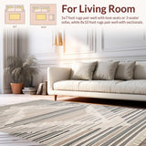 Ultra Soft Area Rug, Non Slip, Stain Resistant, Washable Area Rugs for Living Room, Bedroom, Chic Minimalist Geometric Motif(Beige)