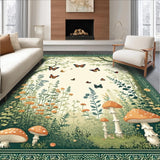Ultra Soft Area Rug, Non Slip, Stain Resistant, Washable Area Rugs for Living Room, Bedroom, Vibrant Insect Floral Fusion(Green)