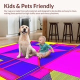 Ultra Soft Area Rug, Non Slip, Stain Resistant, Washable Area Rugs for Living Room, Bedroom, Bold Memphis Style Graphic Arrangement(Pink)