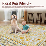 Ultra Soft Area Rug, Non Slip, Stain Resistant, Washable Area Rugs for Living Room, Bedroom, Vintage Retro Half-Moon Style(Gold)