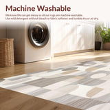 Ultra Soft Area Rug, Non Slip, Stain Resistant, Washable Area Rugs for Living Room, Bedroom, Modern Retro Area Showcasing Minimalist Geometric Shapes and Subdued Tones(Gray)