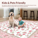 Ultra Soft Area Rug, Non Slip, Stain Resistant, Washable Area Rugs for Living Room, Bedroom, Elegant Soft Petal Motifs(Pink)