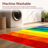 Ultra Soft Area Rug, Non Slip, Stain Resistant, Washable Area Rugs for Living Room, Bedroom, Sleek Modern Rainbow Accents(Blue)