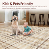 Ultra Soft Area Rug, Non Slip, Stain Resistant, Washable Area Rugs for Living Room, Bedroom, Sophisticated Transitional Striped Style(Beige)