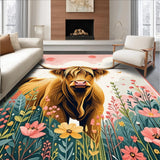 Ultra Soft Area Rug, Non Slip, Stain Resistant, Washable Area Rugs for Living Room, Bedroom, Whimsical Farmhouse Animal Design(Brown)
