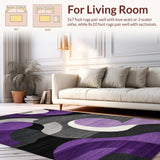 Ultra Soft Area Rug, Non Slip, Stain Resistant, Washable Area Rugs for Living Room, Bedroom, Dynamic Contemporary Striped Aesthetic(Purple)