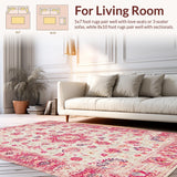 Ultra Soft Area Rug, Non Slip, Stain Resistant, Washable Area Rugs for Living Room, Bedroom, Chic Distressed Organic Pattern(White)