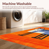 Ultra Soft Area Rug, Non Slip, Stain Resistant, Washable Area Rugs for Living Room, Bedroom, Joyful Creature Celebration Style(Orange)