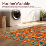 Ultra Soft Area Rug, Non Slip, Stain Resistant, Washable Area Rugs for Living Room, Bedroom, Artistic Bright Mosaic Arrangement(Orange)