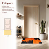 Ultra Soft Area Rug, Non Slip, Stain Resistant, Washable Area Rugs for Living Room, Bedroom, Rich Burnt Orange Textured Motif(Orange)