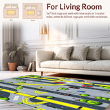 Ultra Soft Area Rug, Non Slip, Stain Resistant, Washable Area Rugs for Living Room, Bedroom, Educational City Life Journey Mat(Yellow)