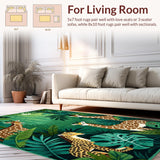 Ultra Soft Area Rug, Non Slip, Stain Resistant, Washable Area Rugs for Living Room, Bedroom, Vivid Safari Wildlife Motif(Green)