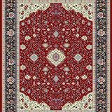 Ultra Soft Area Rug, Non Slip, Stain Resistant, Washable Area Rugs for Living Room, Bedroom, Rustic Vintage Geometric Motif(Red)