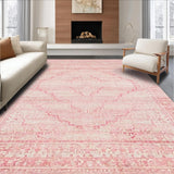 Ultra Soft Area Rug, Non Slip, Stain Resistant, Washable Area Rugs for Living Room, Bedroom, Coquette-Inspired Bow Pattern Rug with Scallop Detailing and Chic Vibe(Pink)