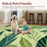 Ultra Soft Area Rug, Non Slip, Stain Resistant, Washable Area Rugs for Living Room, Bedroom, Charming Groovy Green Floral Aesthetic(Green)