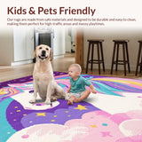 Ultra Soft Area Rug, Non Slip, Stain Resistant, Washable Area Rugs for Living Room, Bedroom, Charming Rainbow Youthful Aesthetic(White)