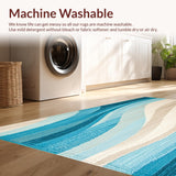 Ultra Soft Area Rug, Non Slip, Stain Resistant, Washable Area Rugs for Living Room, Bedroom, Coastal Breeze Oval Braided Nautical Inspired Home(Blue)