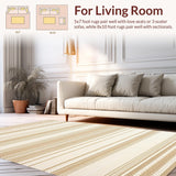 Ultra Soft Area Rug, Non Slip, Stain Resistant, Washable Area Rugs for Living Room, Bedroom, Rustic Natural Scalloped Elegance(Beige)