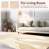 Ultra Soft Area Rug, Non Slip, Stain Resistant, Washable Area Rugs for Living Room, Bedroom, Modern Beige Area Featuring Abstract Lines And Gold Accents(Beige)