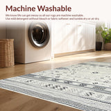 Ultra Soft Area Rug, Non Slip, Stain Resistant, Washable Area Rugs for Living Room, Bedroom, Vibrant Coastal Inspired Trellis Layout(Gray)