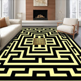 Ultra Soft Area Rug, Non Slip, Stain Resistant, Washable Area Rugs for Living Room, Bedroom, Sleek Black Geometric Elegance(Black)
