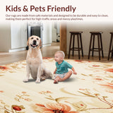 Ultra Soft Area Rug, Non Slip, Stain Resistant, Washable Area Rugs for Living Room, Bedroom, Artistic Floral Area Non Skid Backing Easy Clean Durable Low Pile(Beige)