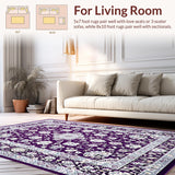 Ultra Soft Area Rug, Non Slip, Stain Resistant, Washable Area Rugs for Living Room, Bedroom, Elegant Purple Tiled Texture(Purple)