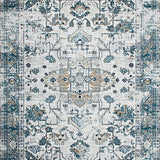 Ultra Soft Area Rug, Non Slip, Stain Resistant, Washable Area Rugs for Living Room, Bedroom, Contemporary Gray Tiled Composition(White)
