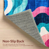 Ultra Soft Area Rug, Non Slip, Stain Resistant, Washable Area Rugs for Living Room, Bedroom, Bold Modern Artistic Expression(Blue)