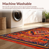 Ultra Soft Area Rug, Non Slip, Stain Resistant, Washable Area Rugs for Living Room, Bedroom, Rustic Southwest Print Design(Red)