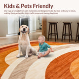 Ultra Soft Area Rug, Non Slip, Stain Resistant, Washable Area Rugs for Living Room, Bedroom, Striking Warm-Toned Geometric Style(Brown)
