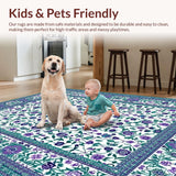 Ultra Soft Area Rug, Non Slip, Stain Resistant, Washable Area Rugs for Living Room, Bedroom, Contemporary Poppy Pattern Delight(Purple)