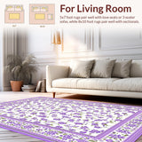 Ultra Soft Area Rug, Non Slip, Stain Resistant, Washable Area Rugs for Living Room, Bedroom, Delicate Nature-Inspired Visuals(Purple)