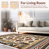 Ultra Soft Area Rug, Non Slip, Stain Resistant, Washable Area Rugs for Living Room, Bedroom, Neutral Tribal Geometric Living Room Stain-Resistant Rug(Blue)