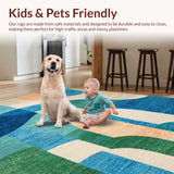 Ultra Soft Area Rug, Non Slip, Stain Resistant, Washable Area Rugs for Living Room, Bedroom, Oceanic Surfboard Pattern Rug with Playful Curves and Modern Beach Vibes(Blue)