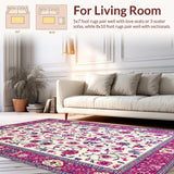 Ultra Soft Area Rug, Non Slip, Stain Resistant, Washable Area Rugs for Living Room, Bedroom, Vibrant Multicolor Rustic Motif(White)