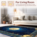 Ultra Soft Area Rug, Non Slip, Stain Resistant, Washable Area Rugs for Living Room, Bedroom, Vibrant Cosmic Medallion Aesthetic(Blue)