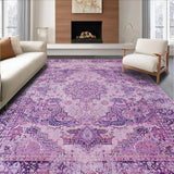 Ultra Soft Area Rug, Non Slip, Stain Resistant, Washable Area Rugs for Living Room, Bedroom, Rustic Distressed Mauve Aesthetic(Purple)