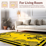 Ultra Soft Area Rug, Non Slip, Stain Resistant, Washable Area Rugs for Living Room, Bedroom, Artistic Yellow Animal Motif(Yellow)