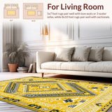 Ultra Soft Area Rug, Non Slip, Stain Resistant, Washable Area Rugs for Living Room, Bedroom, Chic Modern Diamond Aesthetic(Yellow)