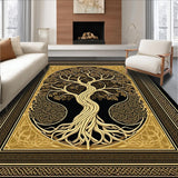 Ultra Soft Area Rug, Non Slip, Stain Resistant, Washable Area Rugs for Living Room, Bedroom, Bold Celtic Artful Representation(Gold)