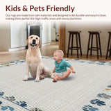 Ultra Soft Area Rug, Non Slip, Stain Resistant, Washable Area Rugs for Living Room, Bedroom, Chic Grey Paw Print Aesthetic(Beige)