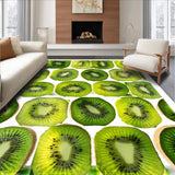 Ultra Soft Area Rug, Non Slip, Stain Resistant, Washable Area Rugs for Living Room, Bedroom, Zesty Kiwi Area Rug Bold Green & Brown Fruit Design Carpet(Green)