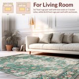 Ultra Soft Area Rug, Non Slip, Stain Resistant, Washable Area Rugs for Living Room, Bedroom, Vintage Inspired Green Aesthetic(Green)